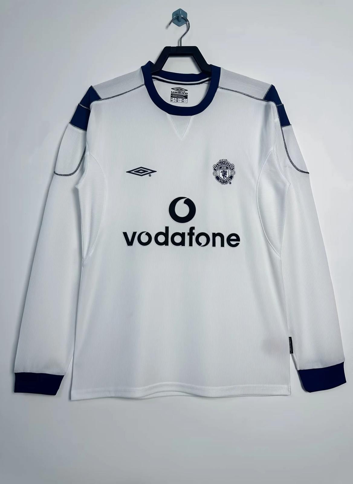 00 01 Man united away white long sleeves Retro size S-2XL 00 01 曼联 客场 长袖