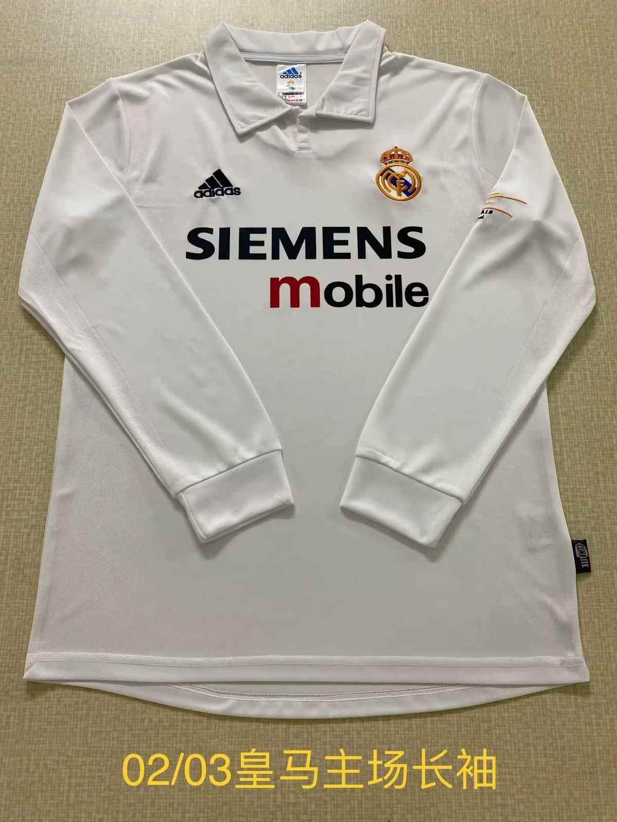 02 03 Real Madrid home long sleeves Retro size S-2XL 02 03 皇马 主场 长袖