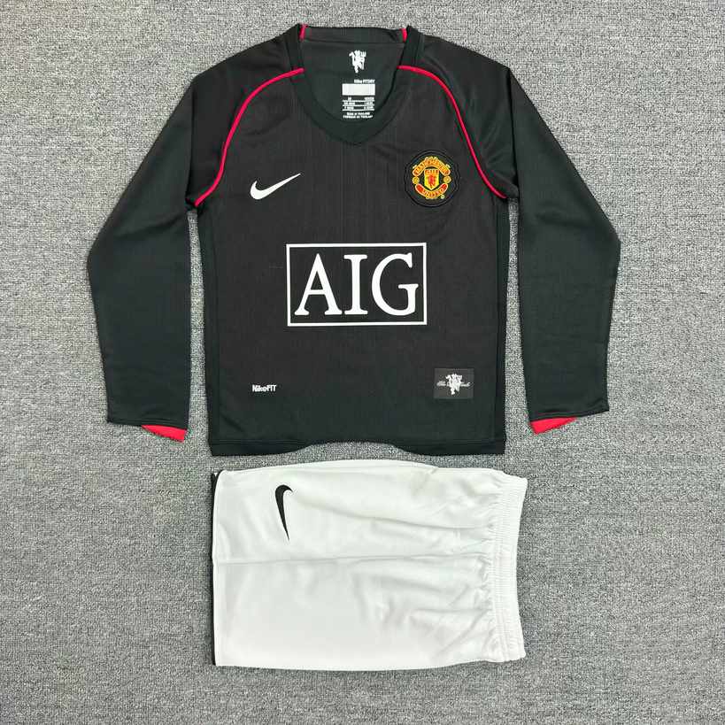 07 08 Man united black long sleeves kids kit Retro 07 08 曼联 长袖 儿童套装