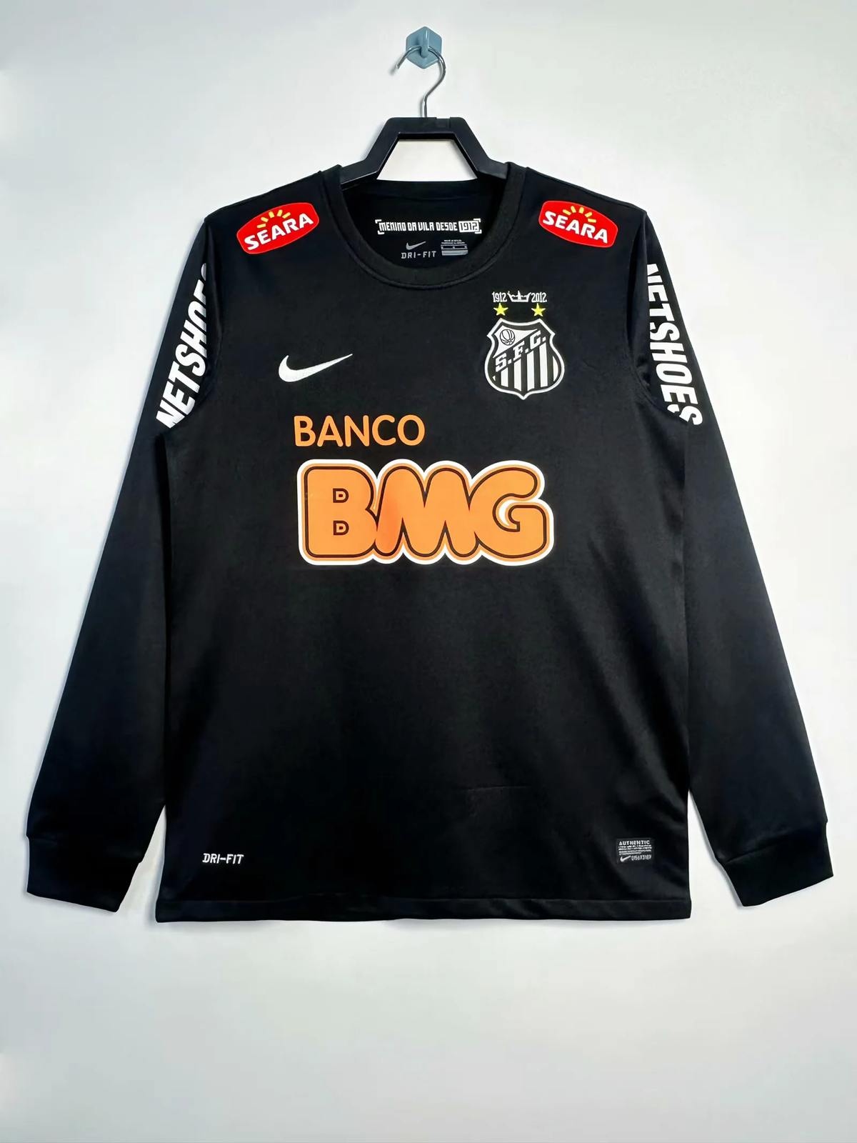 12 13 Santos black long sleeves Retro size S-2XL 12 13 桑托斯 黑色 长袖
