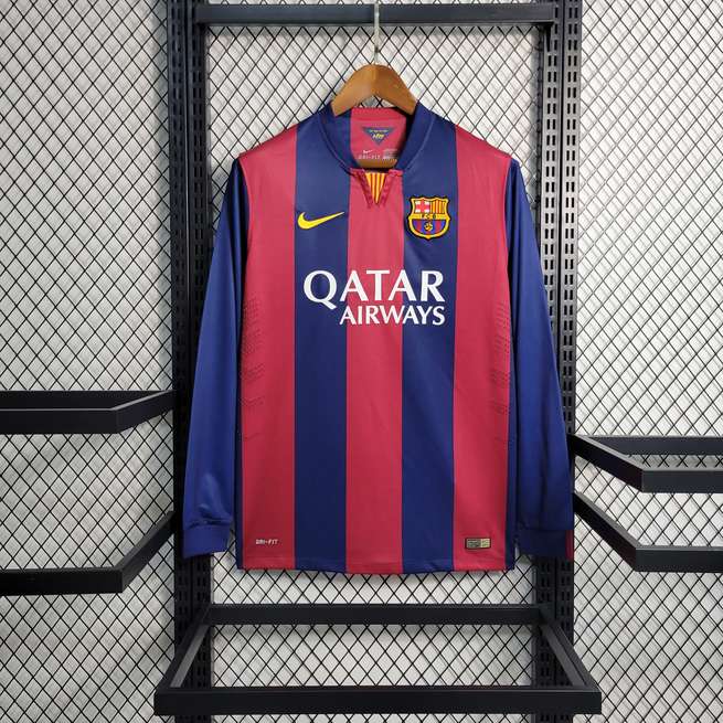 14 15 Barcelona Home Long Sleeve retro Size S-XXL 14 15 巴萨 主场 长袖