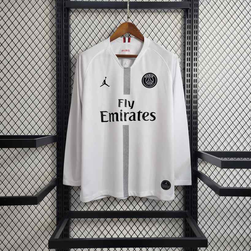 18 19 PSG white Champions League Retro Long Sleeve Size S-XXL 18 19 巴黎 白色 欧冠版