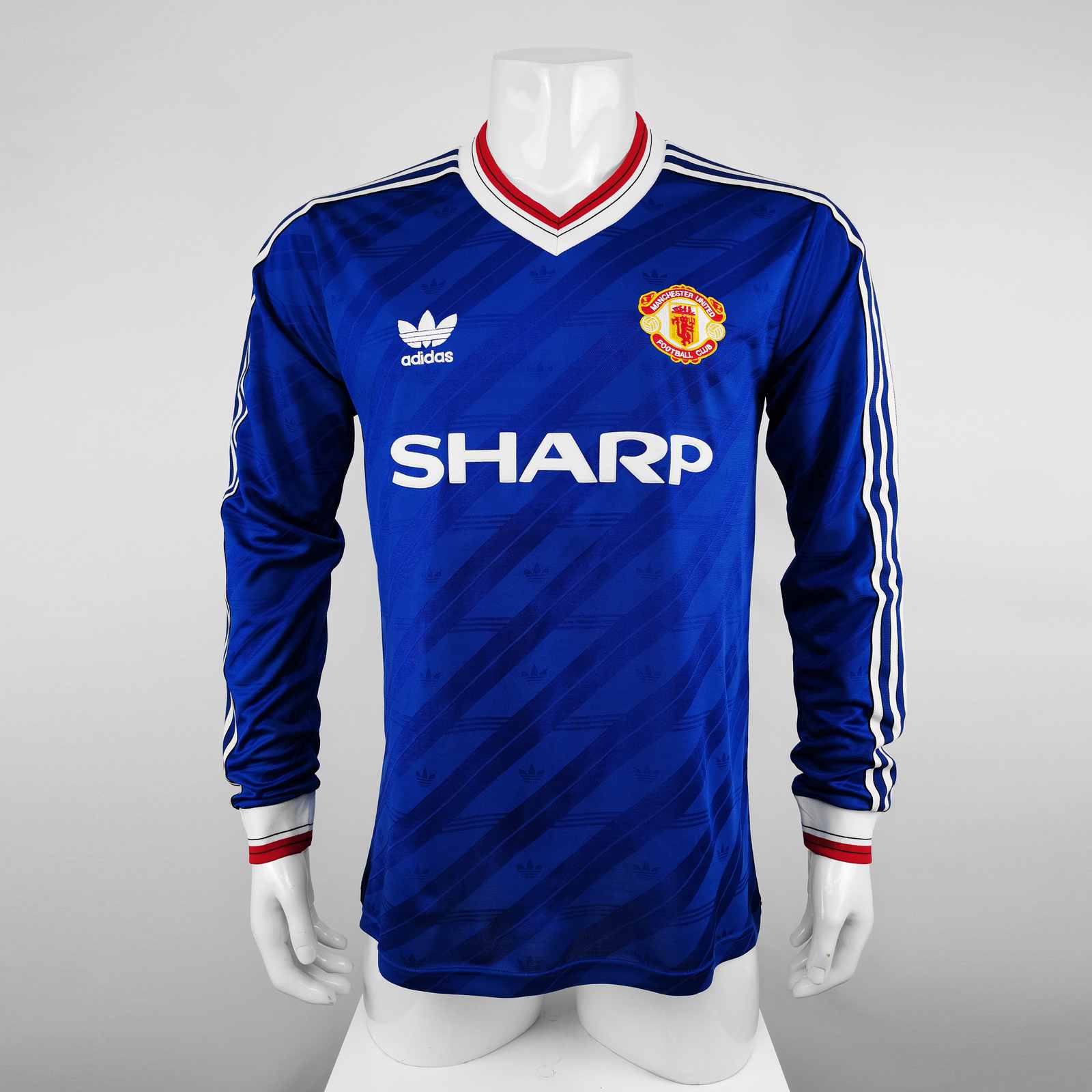 1986 Man United blue retro long sleeves soccer jersey size S-XXL 1986 曼联 客场 复古 长