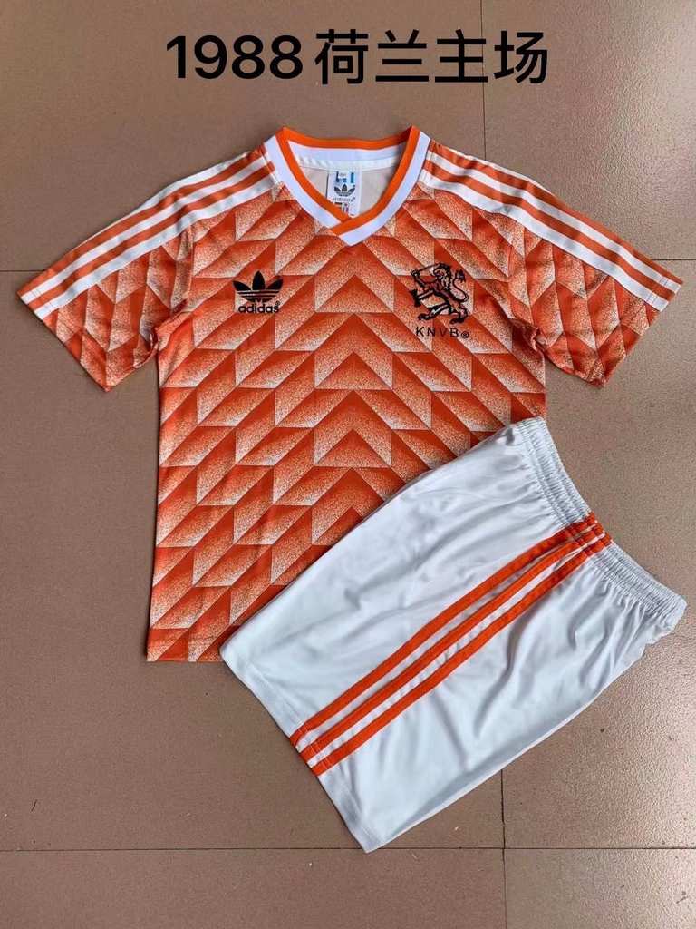 1988 Holland Netherlands home adult kid kits retro 1988 荷兰 主场 成人，孩子套装 （16-2XL)