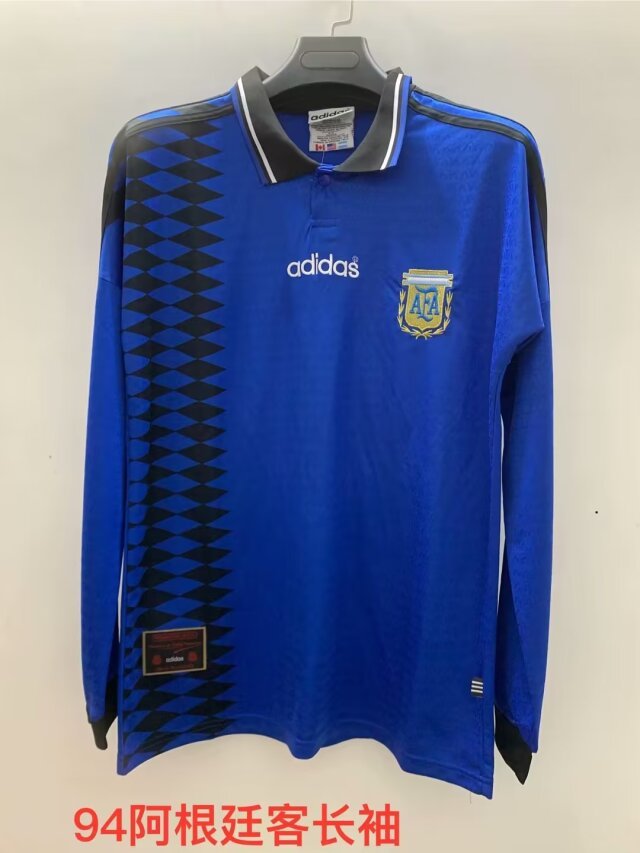 1994 Argentina away long sleeved retro S-XXL 1994 阿根廷 客场 长袖 复古 S-XXL