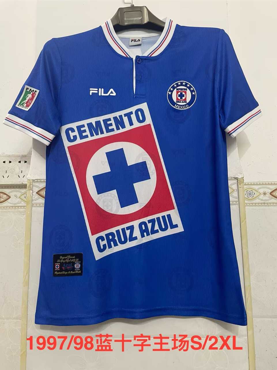 1997 98 Cruz Azul home retro 1997 98 蓝十字 主场 复古 S-2XL