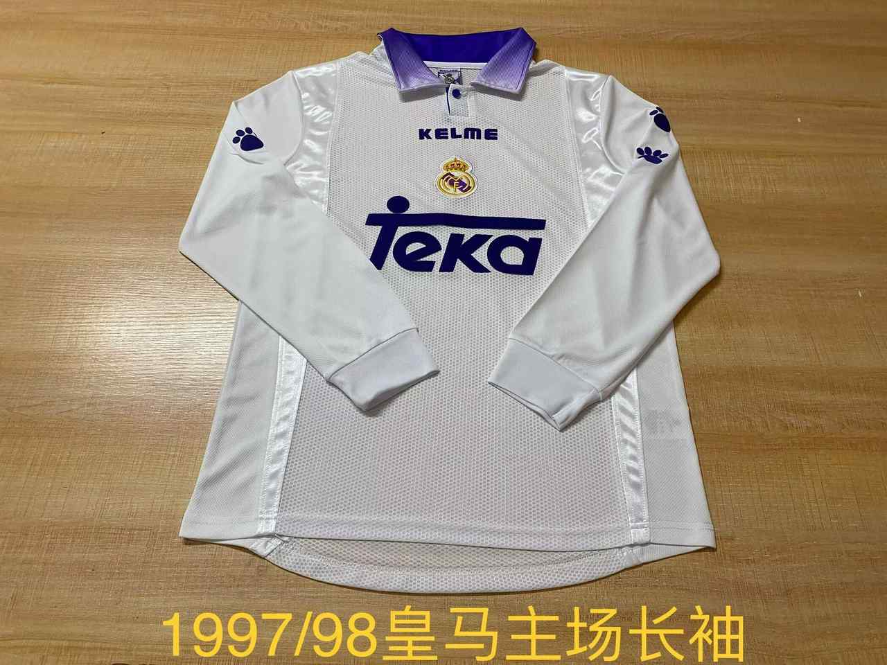 1997 98 Real Madrid home long sleeves Retro 1997 98 皇马 主场 长袖