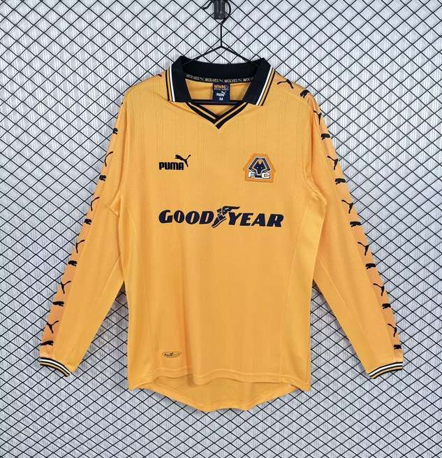 1998 99 Wolverhampton Wanderers home Long sleeved retro 1998 99 狼队 主场 复古 长袖