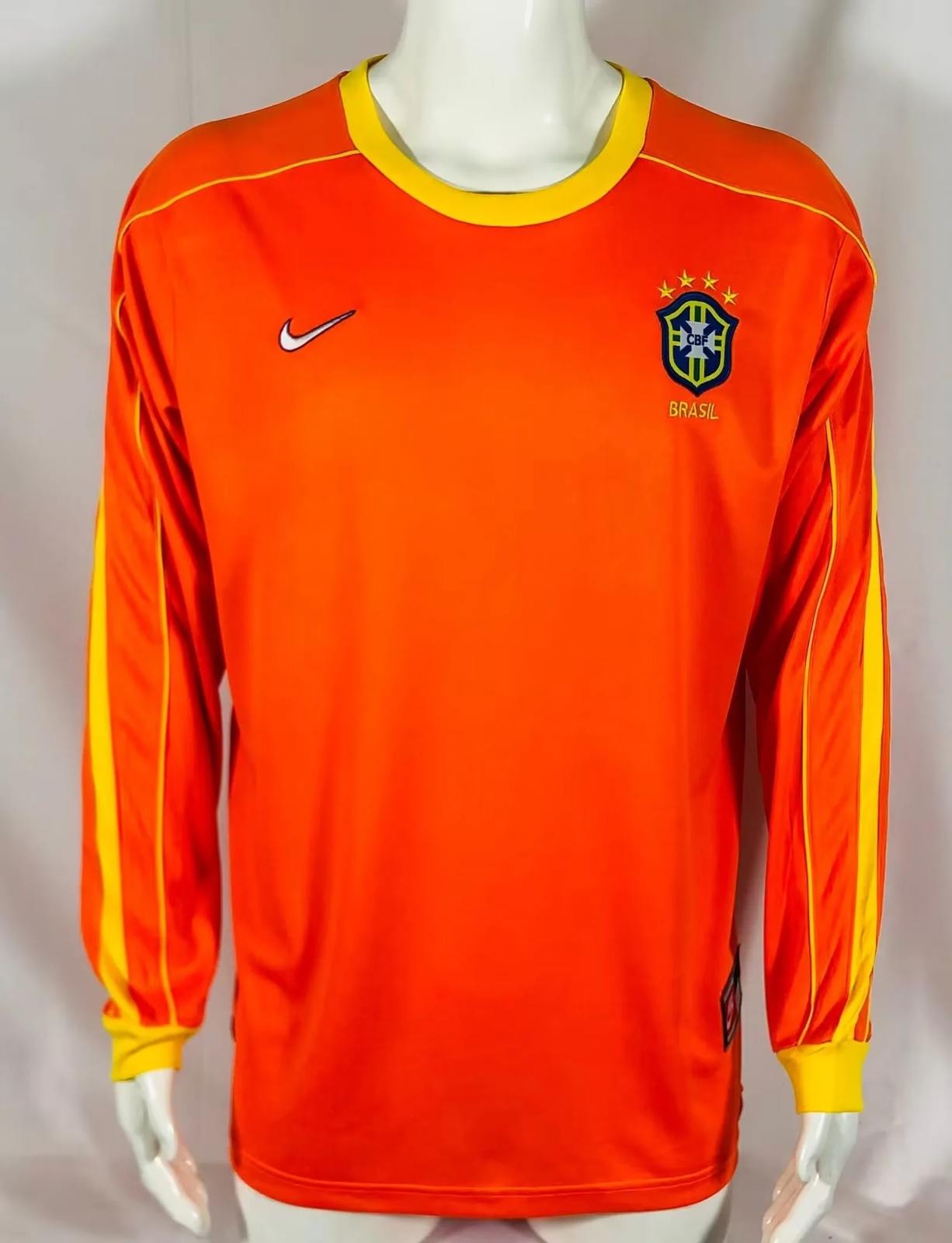1998 Brazil orange goalkeeper long sleeves retro 1998 巴西 橙色 守门员 长袖