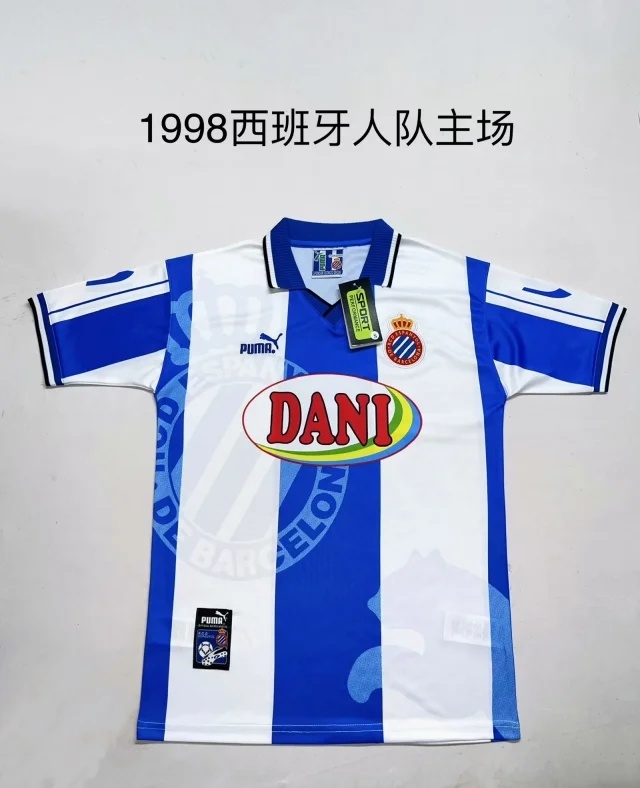 1998 Espanyol home retro size S-2XL 1998 西班牙人 主场 复古