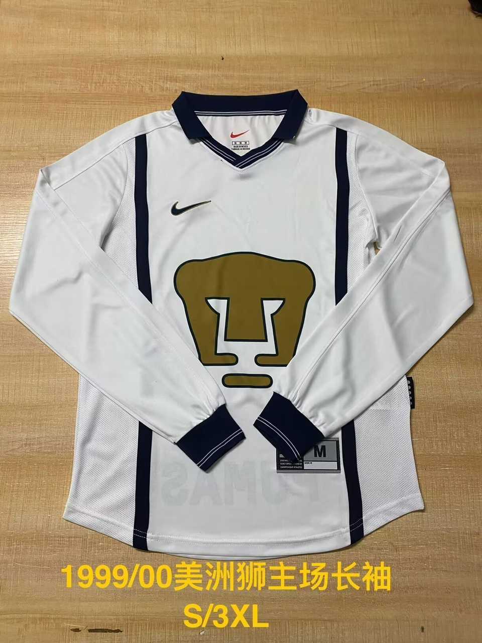 1999 00 Pumas home long sleeved retro S-3XL 1999 00 美洲狮 主场 长袖 复古 S-3XL
