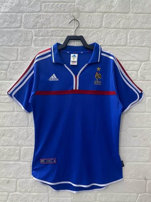 2000 France Home Retro S-2XL 2000 法国 主场 短袖 复古Ｓ-2XL
