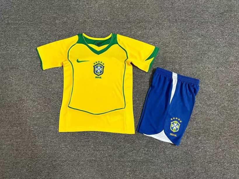 2004 Brazil home kid kits Retro size 16-28 2004 巴西 主场 儿童套装