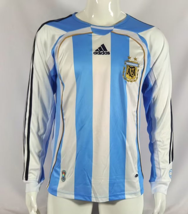 2006 Argentina home long -sleeved retro S-XXL 2006 阿根廷 主场 长袖 复古 S~XXL