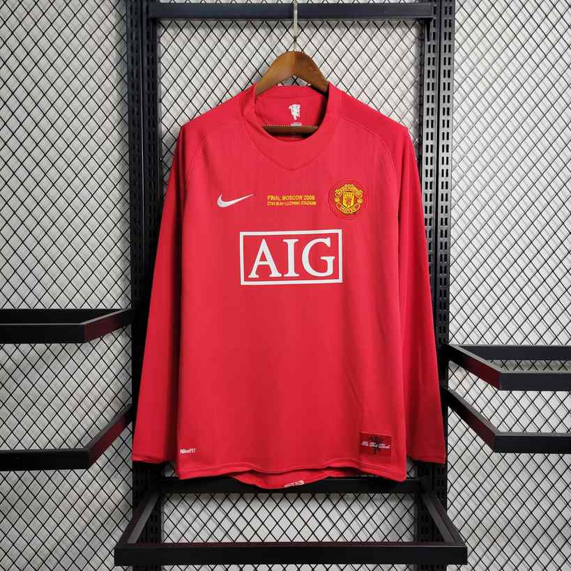 2008 Man united Home Retro Long Sleeve Shirt (Champions League Em2008 曼联 主场 复古 长