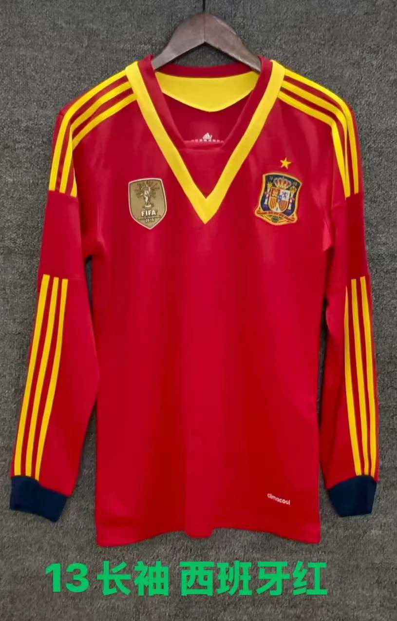 2013 Spain home long sleeves retro S-XXL 2013 西班牙 主场 长袖