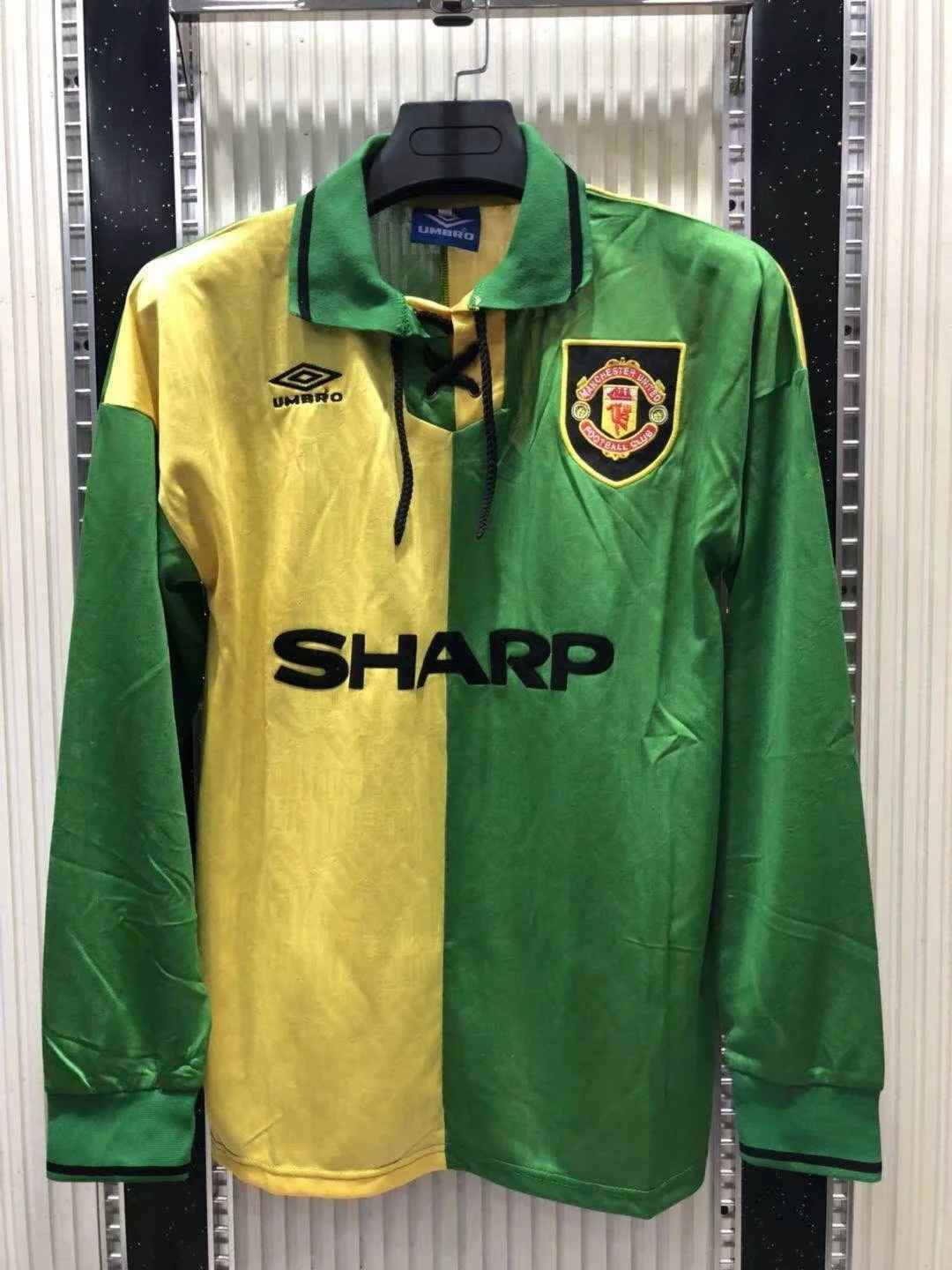 92 94 Man United third away retro long sleeves soccer jersey size S-2XL 曼联二客复古长袖