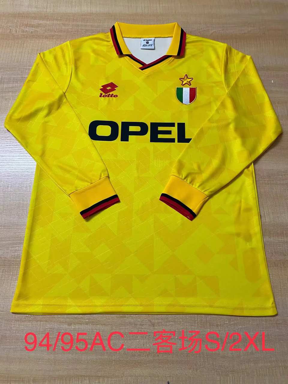 94 95 AC third away yellow long sleeves retro size S-XXL 94 95 AC 二客 长袖
