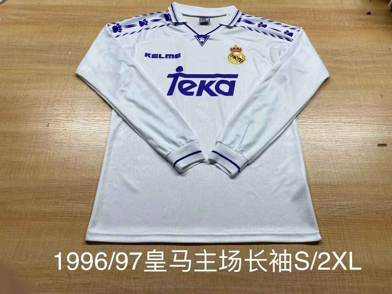96 97 Real Madrid home long sleeves retro size S-2XL 96 97 皇马 主场 长袖
