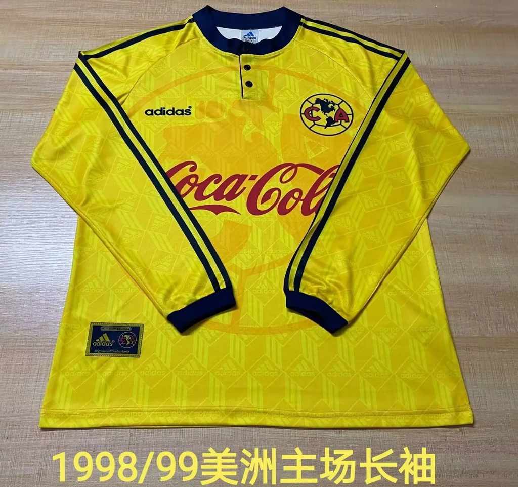 98 99 CA home yellow long sleeves Retro size S-2XL 98 99 美洲 主场 长袖