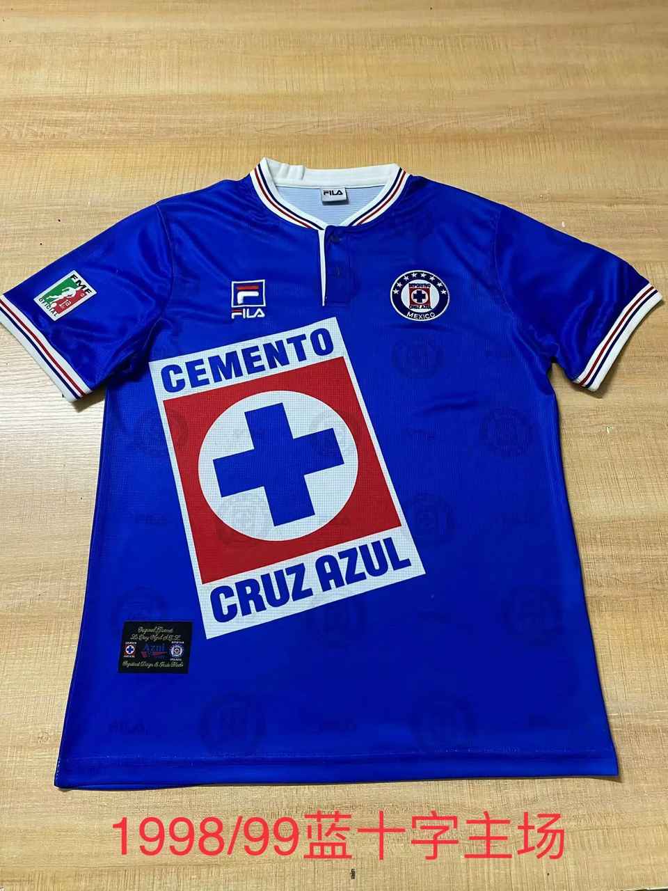98 99 Cruz Azul home Retro size S-2XL 98 99 蓝十字 主场