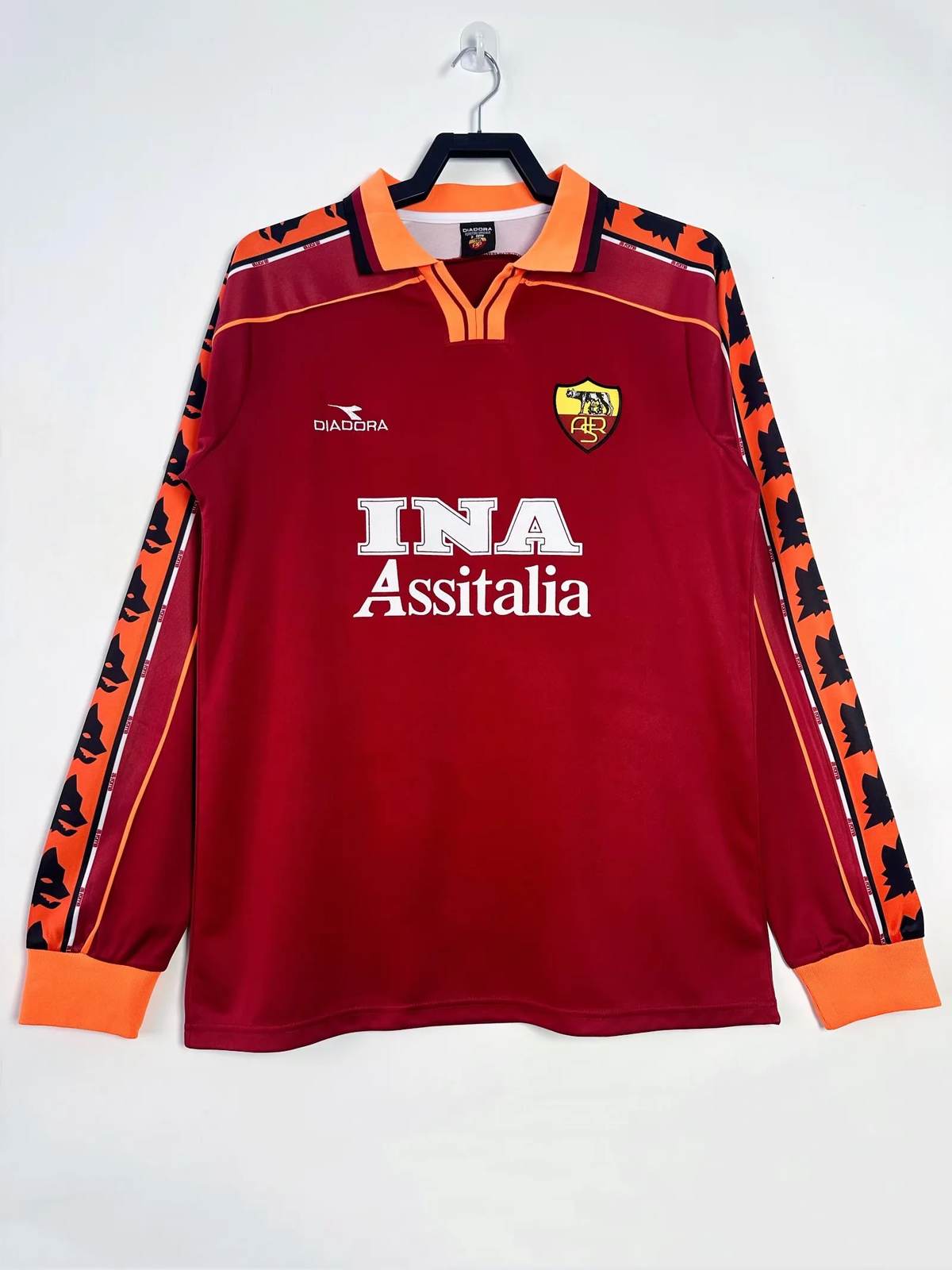 98 99 Roma home long sleeves Retro size S-2XL 98 99 罗马 主场 长袖