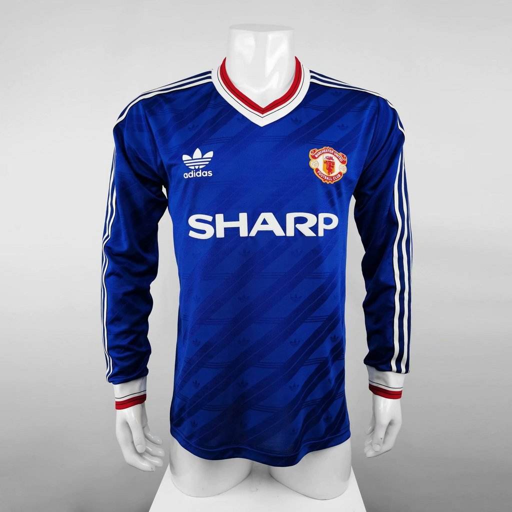 Retro MNU away blue long sleeves player version 86_88