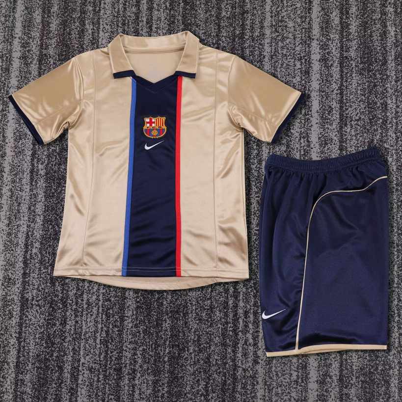 01 02 Barcelona Away retro Kids set 01 02 巴萨 客场 复古 孩子套装