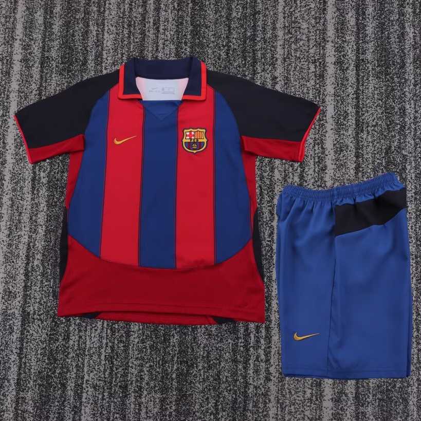 03 04 Barcelona Home Kids Retro Kit 03 04 巴萨 主场 孩子 复古套件