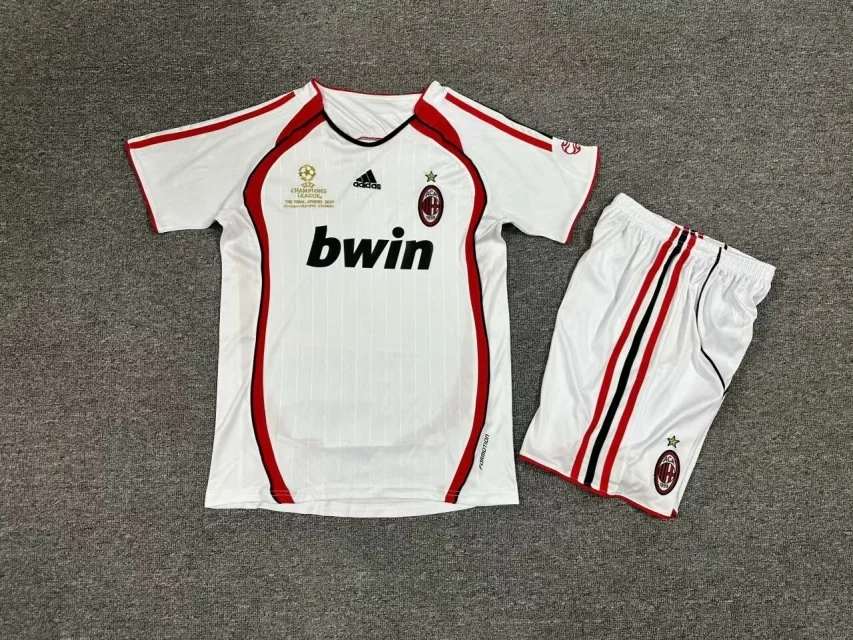 07 08 AC away white Retro kid kits 07 08 AC 客场 儿童套装