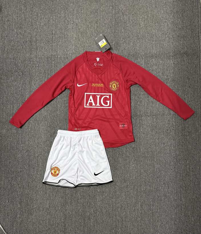 07 08 Man United home retro children's suit long sleeves 07 08 曼联 主场 长袖 孩子套装