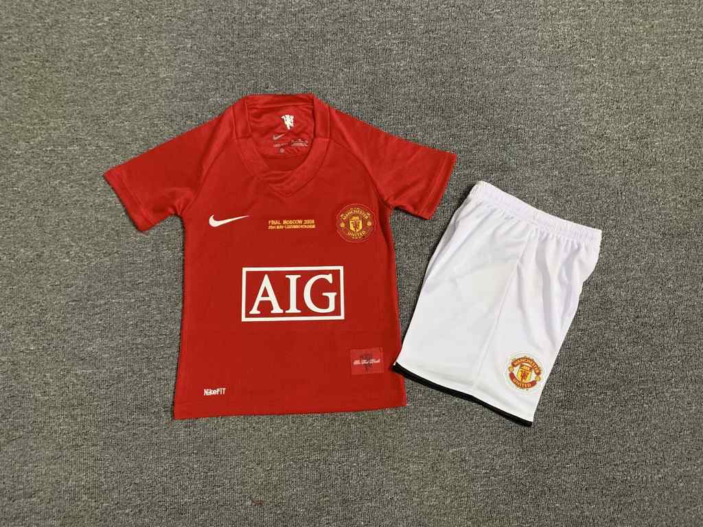 07 08 Man united home kid kits retro size 16-28 07 08 曼联 主场 复古 孩子套装