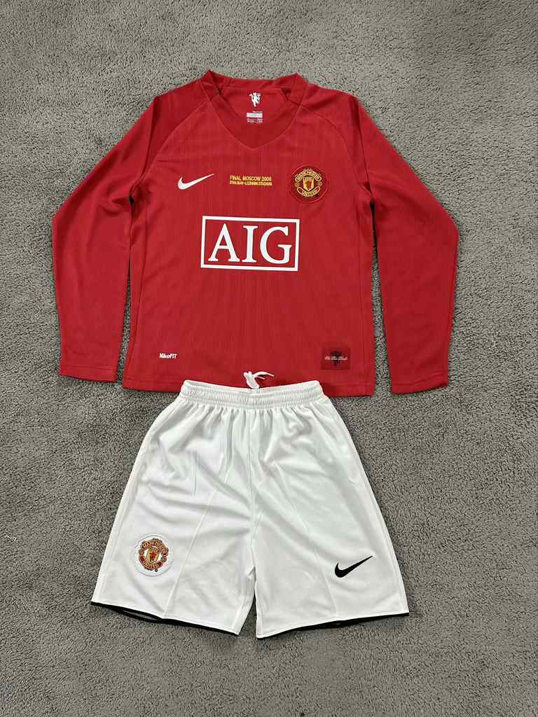 07 08 Man united home long sleeves kids kit Retro 07 08 曼联 主场 长袖