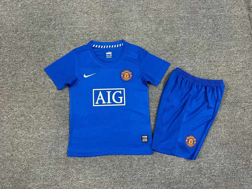 08 09 Man united blue kid kits Retro 08 09 曼联 复古 儿童套装