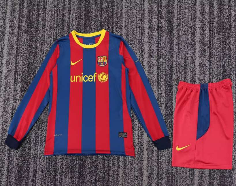 10 11 Barcelona home long sleeves kid kits retro 10 11 巴萨 主场 长袖 儿童套装