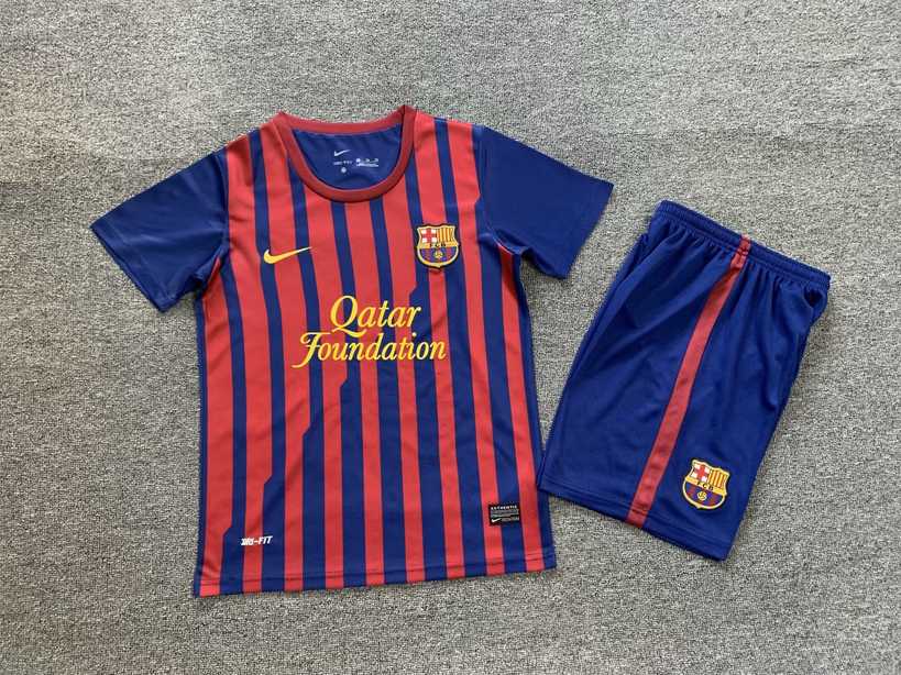11 12 Barcelona home retro kids suit 11 12 巴萨 主场 复古 孩子套装