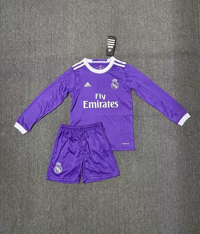 16 17 Real Madrid away retro children's suit long sleeves 16 17 皇马 客场 长袖 孩子套装