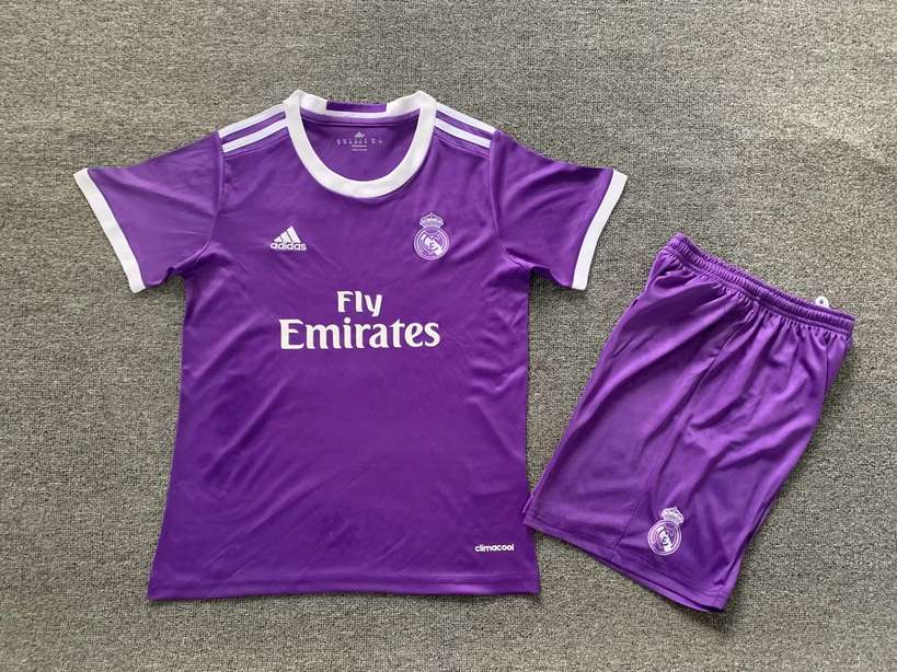 16 17 Real Madrid away retro kid kits 16 17 皇马 客场 儿童套装