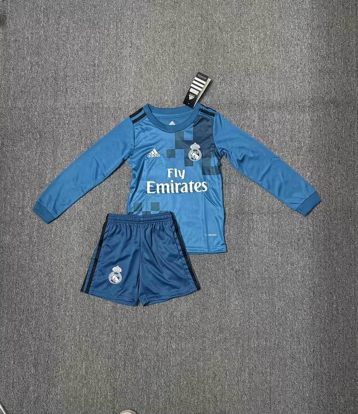 17 18 Real Madrid third away retro children's suit long sleeves 17 18 皇马 二客 长袖 孩