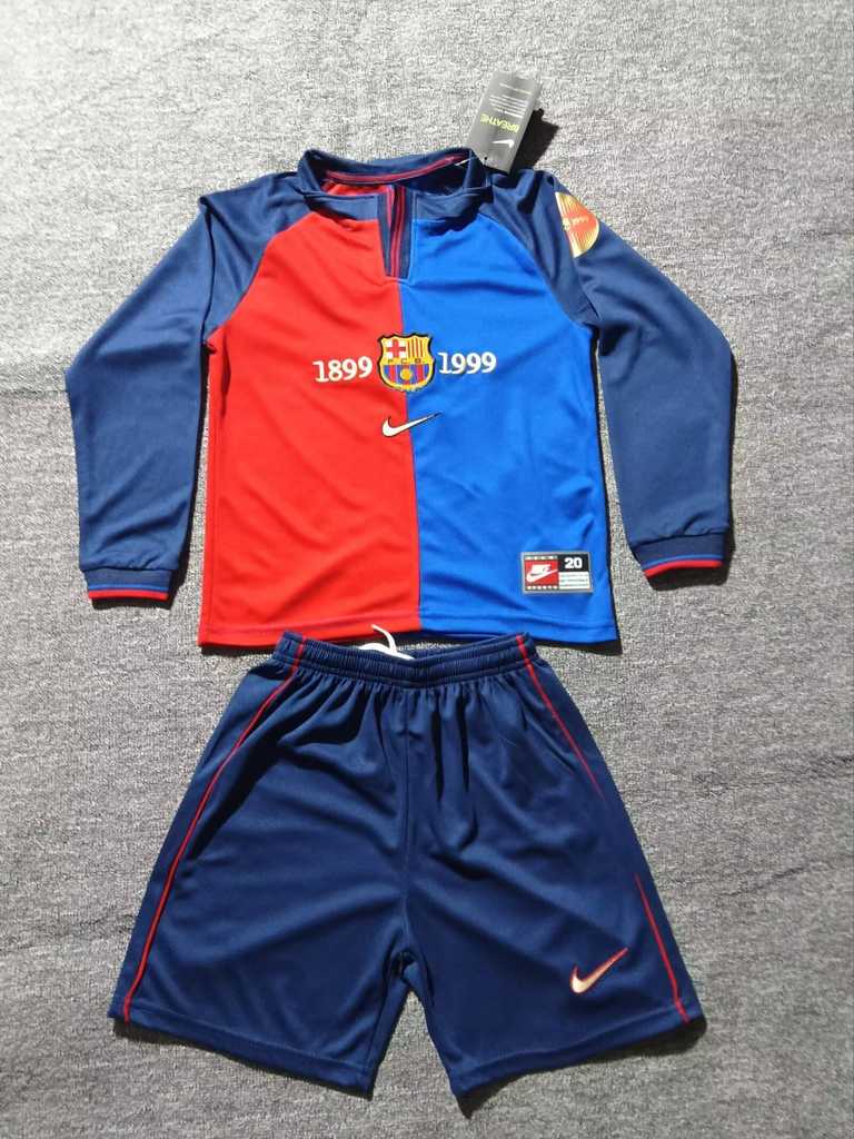 1899 1999 Barcelona kid kits long sleeves retro 1899 1999 巴萨 百年 长袖 孩子 复古套装