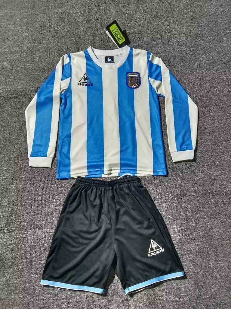 1986 Argentina home long sleeves kid kits 1986 阿根廷 主场 长袖 儿童套装