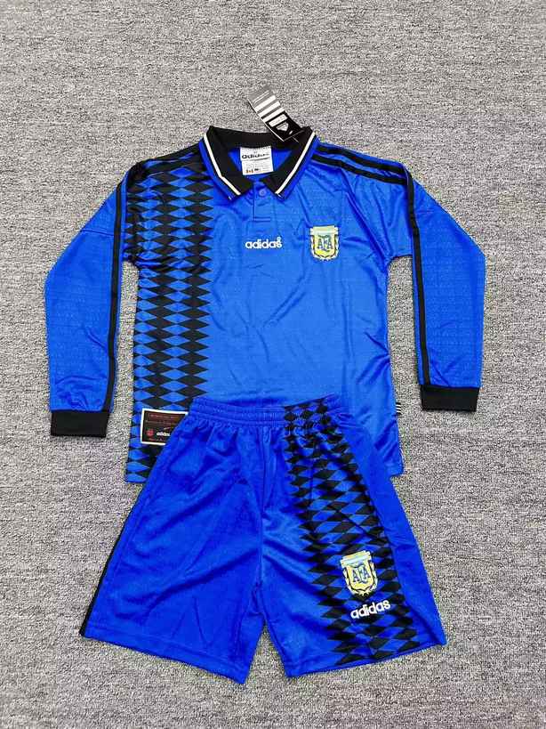 1994 Argentina away kid kits long sleeves retro 1994 阿根廷 客场 长袖 孩子 复古套件