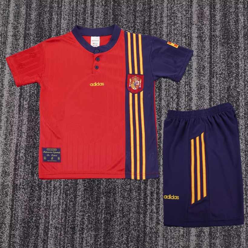 1996 Spain Home Children's Retro Set 1996 西班牙 主场 孩子 复古套装