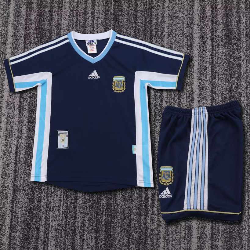 1998 Argentina Away Retro Kids Kit 1998 阿根廷 客场 复古 孩子套装