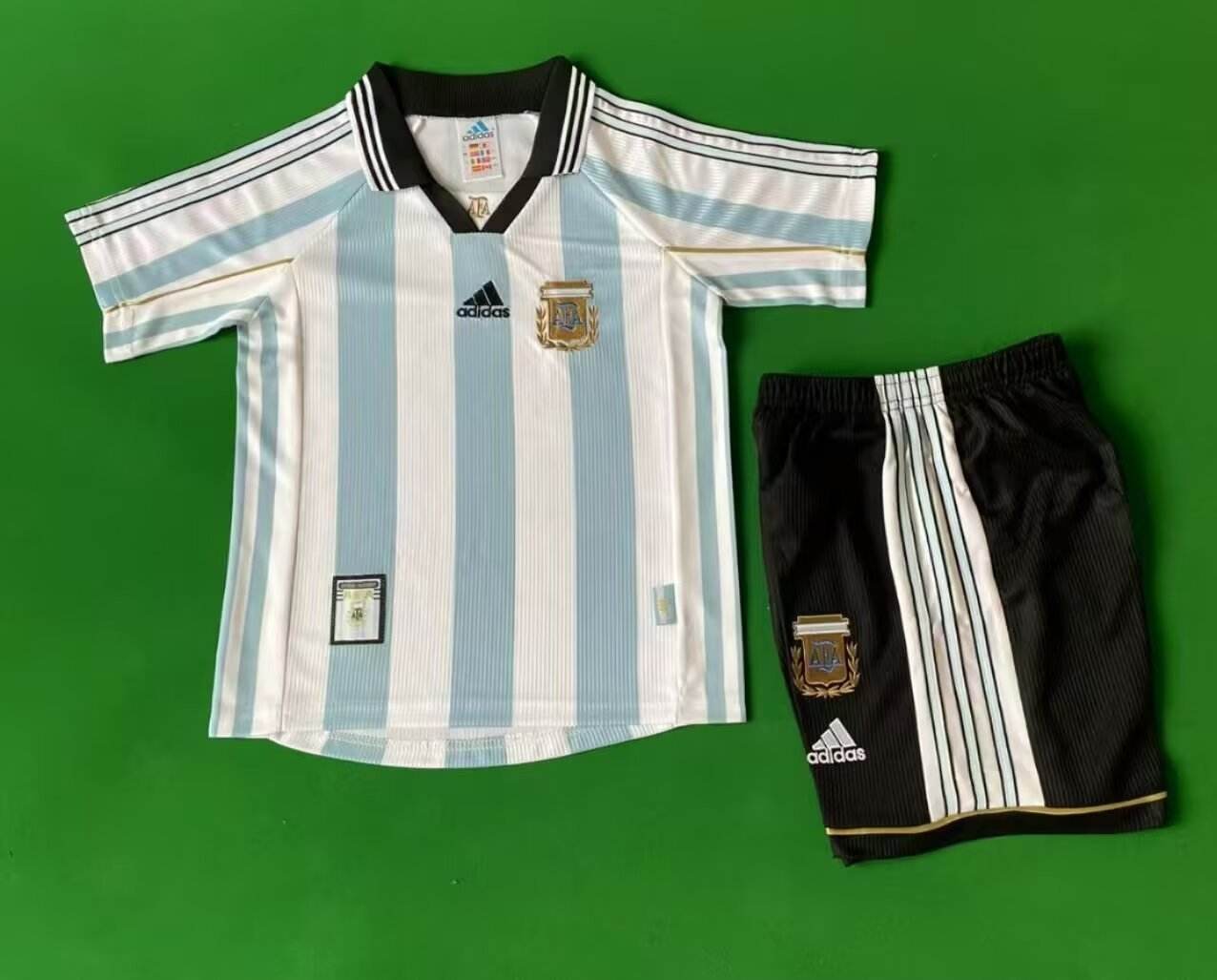 1998 Argentina Home Children's Retro Set 1998 阿根廷 主场 孩子 复古套装