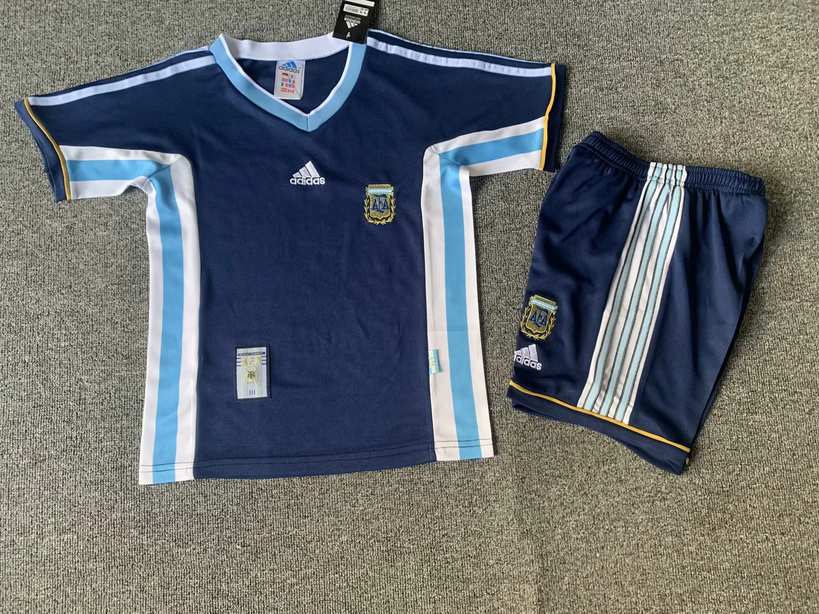 1998 Argentina Maradona away kids kit Retro 1998 阿根廷 马拉多纳 客场 儿童套装