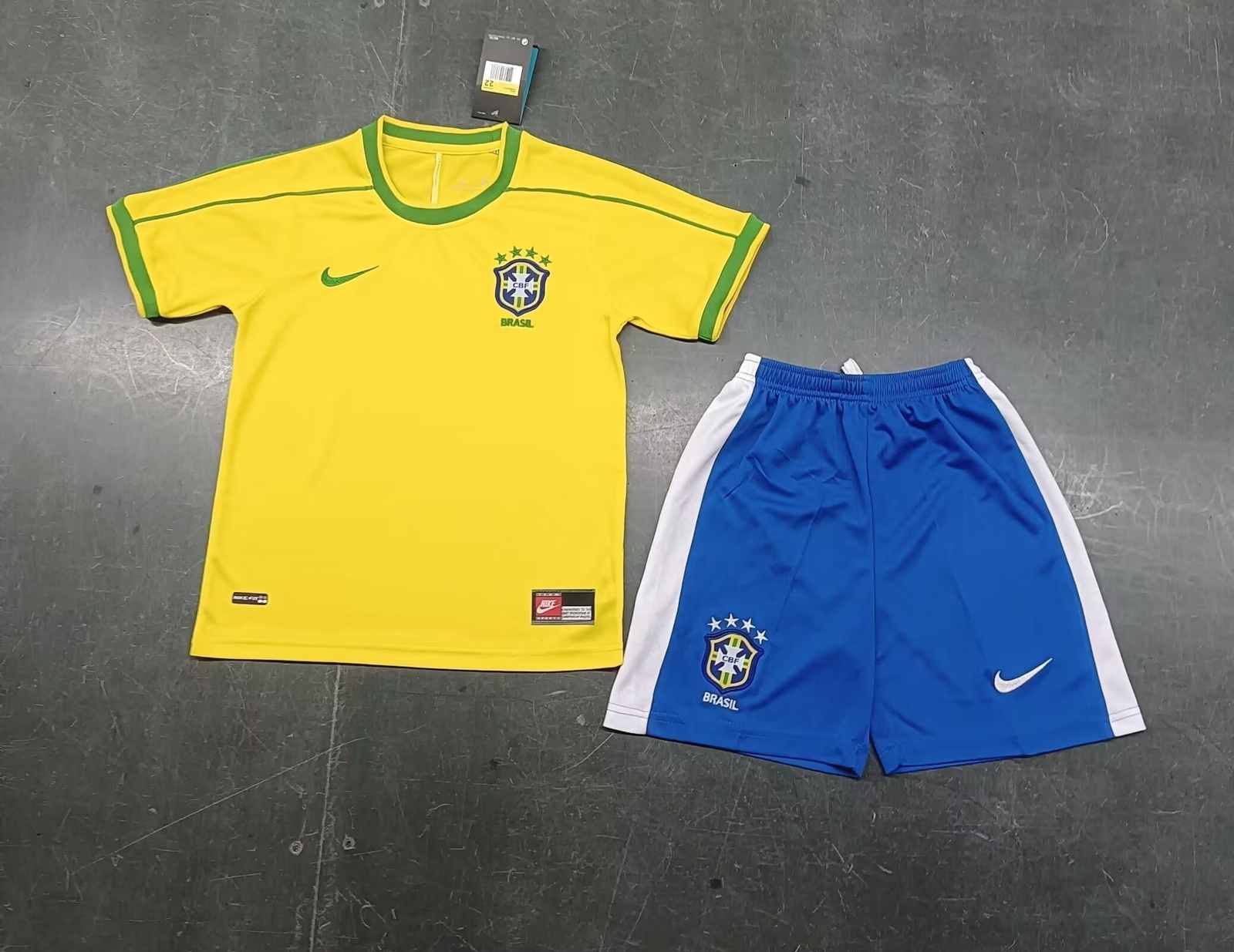 1998 Brazil home kid kits Retro 1998 巴西 主场 儿童套装 复古