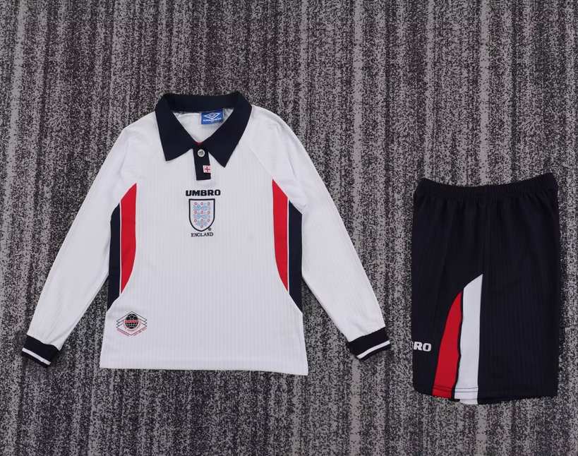 1998 England Home Long Sleeve Children's Retro Set 1998 英格兰 主场 长袖 孩子 复古套装