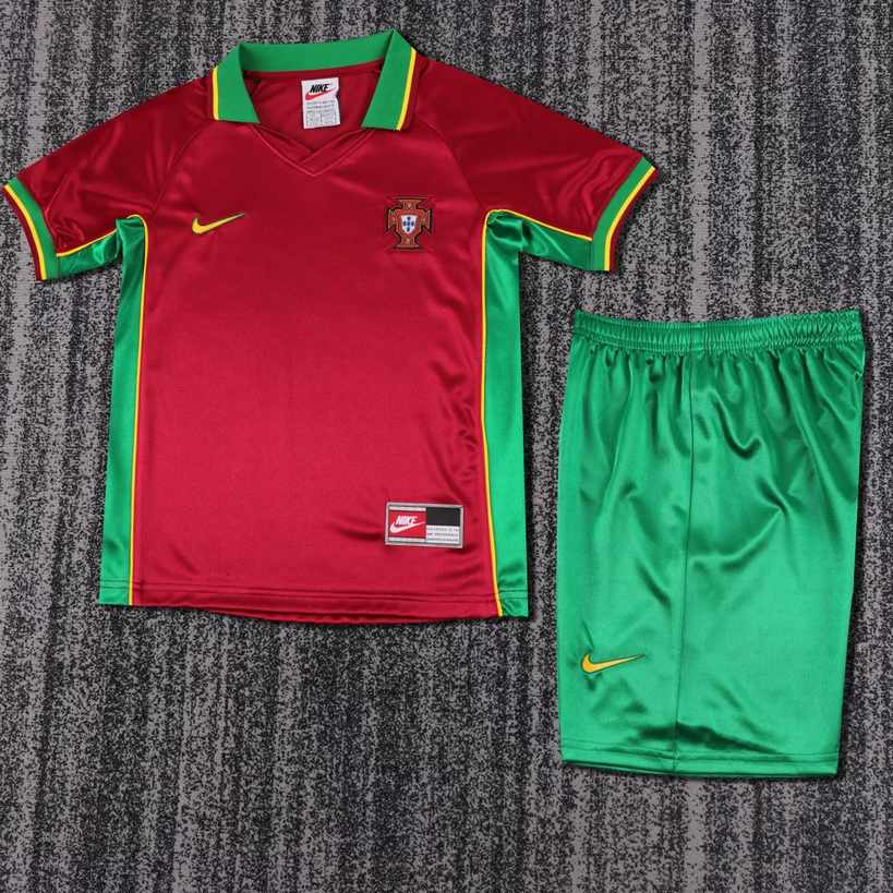 1998 Portugal home Kids retro suit 1998 葡萄牙 主场 孩子 复古套装
