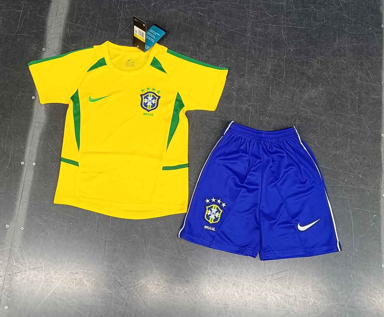 2002 Brazil home kid kit Retro 2002 巴西 主场 儿童套装 复古
